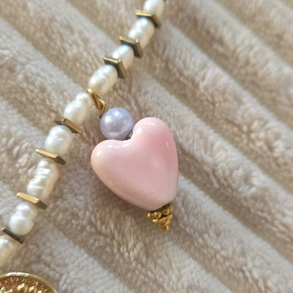 Handmade Pearl Charm Necklace - Picture 4 of 7